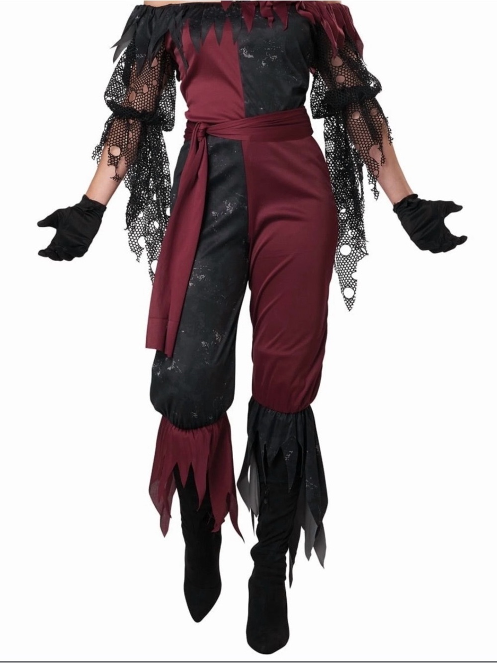 Women's Burgundy & Black Two-Tone costume Halloween - Picture 1 of 5